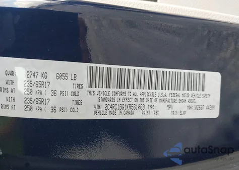 2019 Chrysler Pacifica Touring L z USA, uszkodzony, nr VIN 2C4RC1BG1KR561069